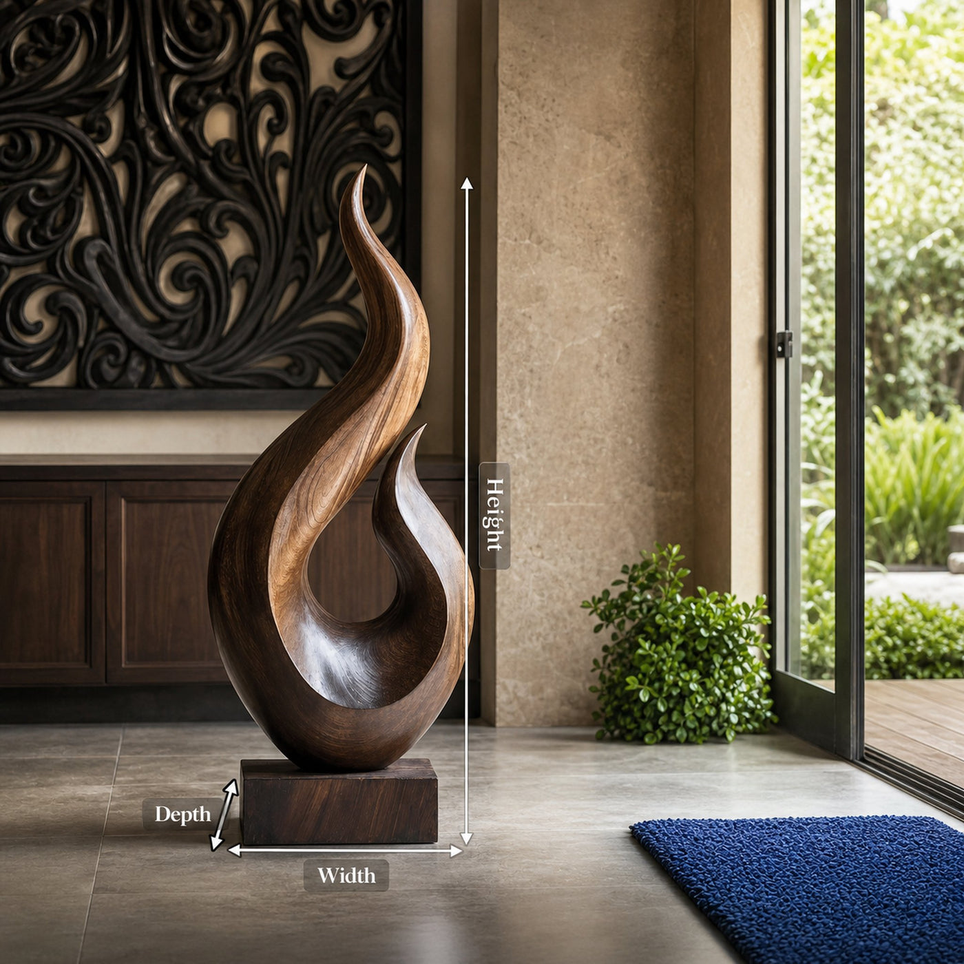 Handcrafted Abstract Wood Statue For Home Accent - product view 8