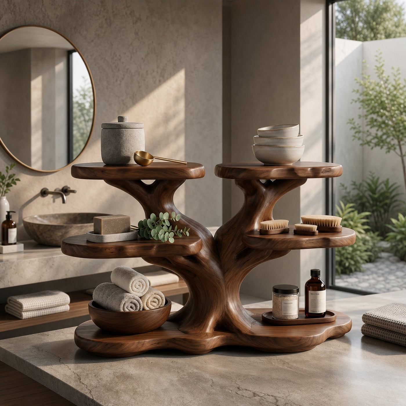 Handcrafted Bathroom Shelf With Multi Tier Display Storage For Bathroom - product view 7