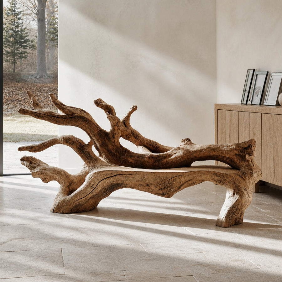 Handcrafted Branch Bench For Versatile Living Room Seating
