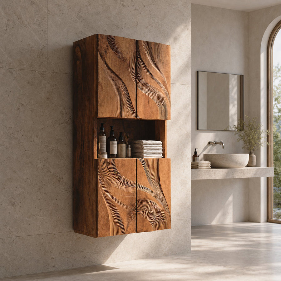 Handcrafted Carved Bathroom Cabinet For Modern Bathroom