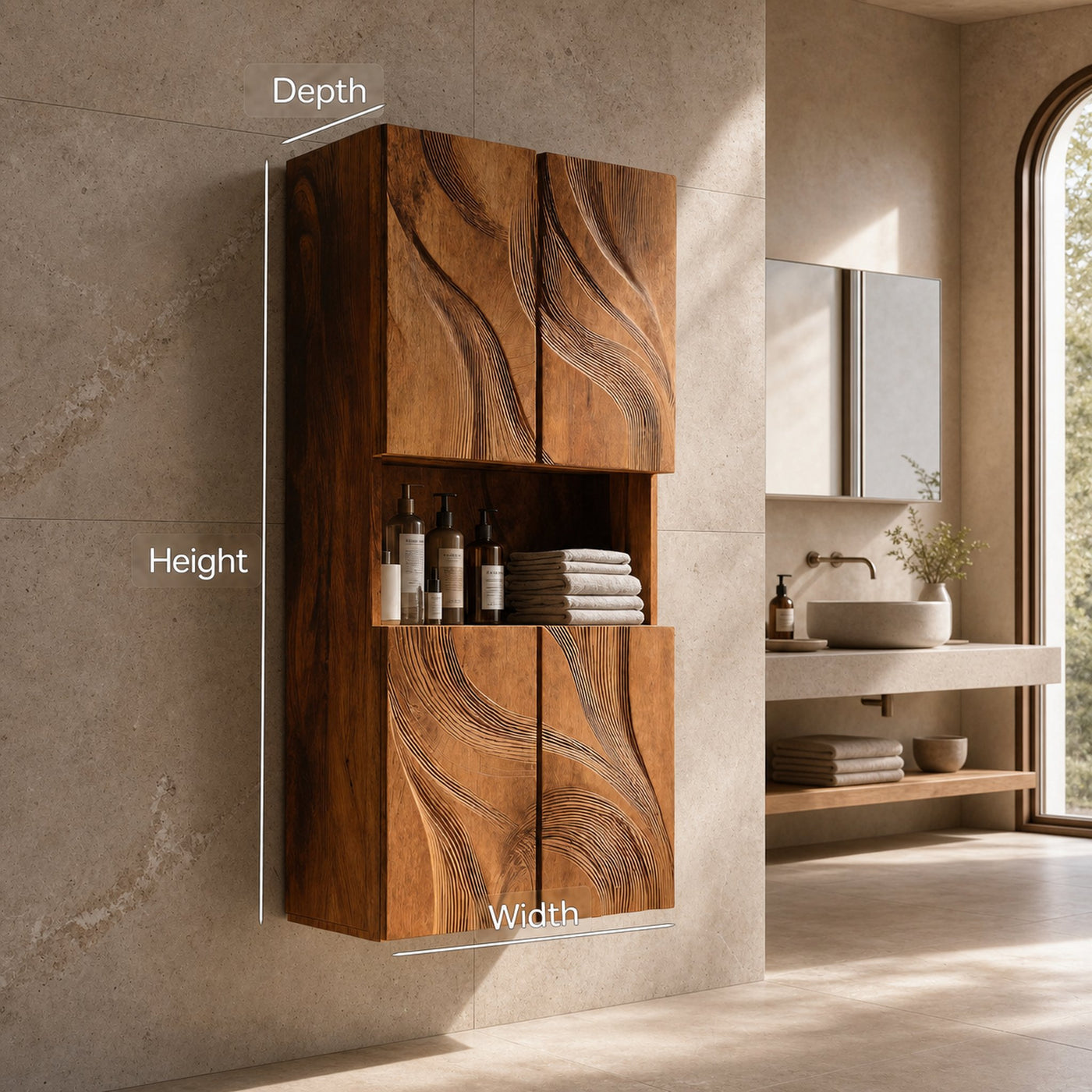 Handcrafted Carved Bathroom Cabinet For Modern Bathroom - product view 6