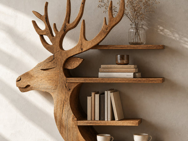 Handcrafted Deer Wall Shelf For Boho Or Rustic Style Homes