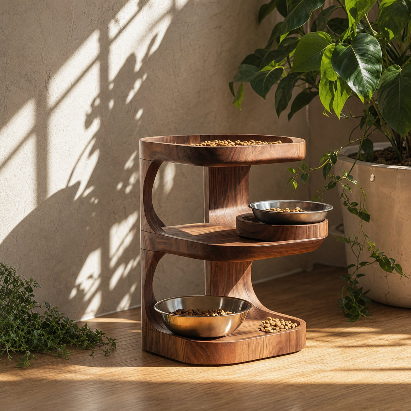 Handcrafted Dog Feeding Stand For Kitchen Design