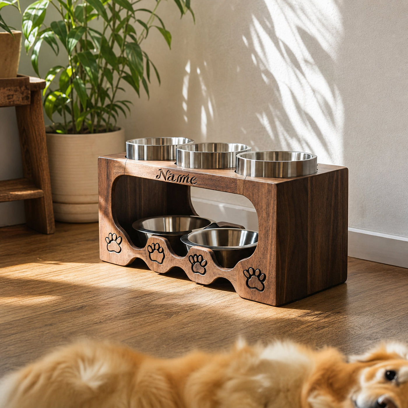 Handcrafted Elevated Pet Food Stand For Dogs