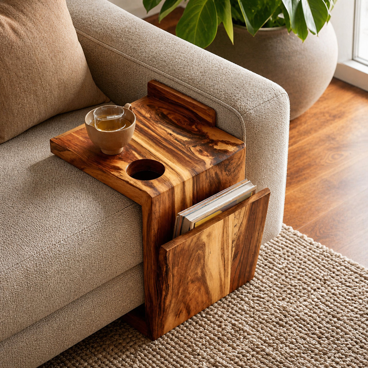 Handcrafted Live Edge Armrest For Furniture Decor