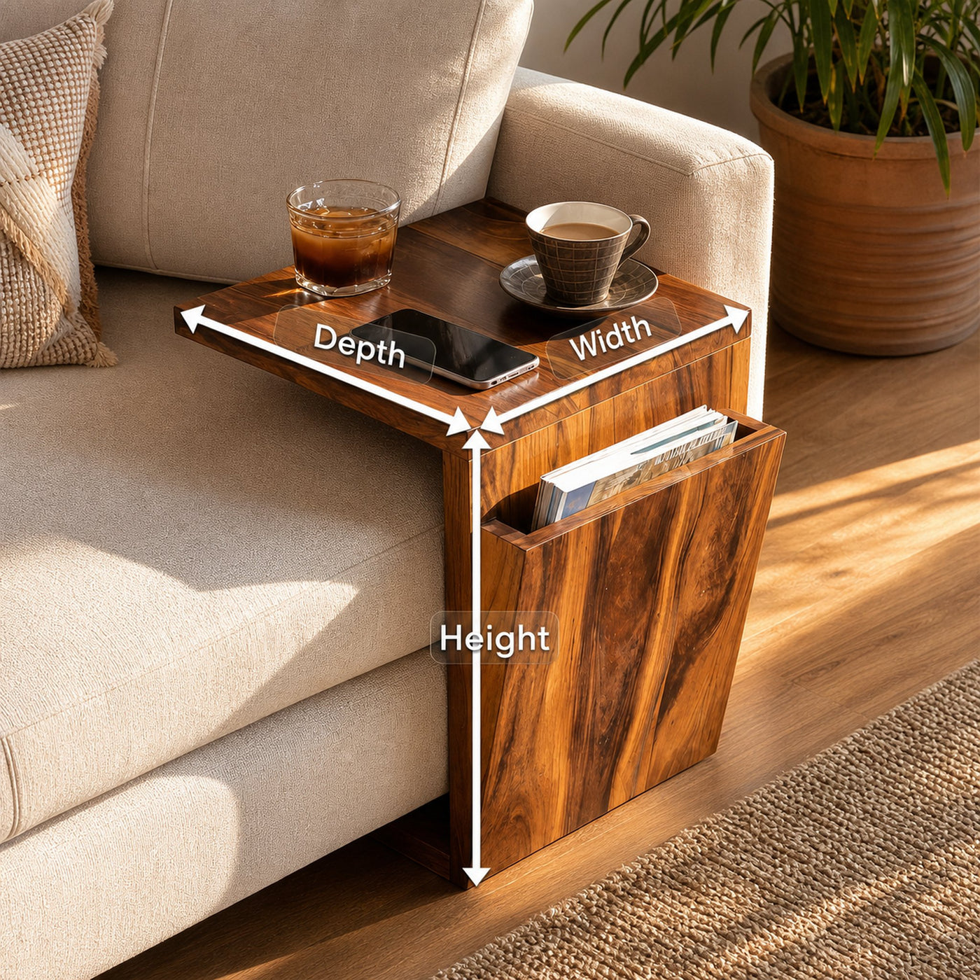 Handcrafted Live Edge Armrest For Unique Sofa Style - product view 8