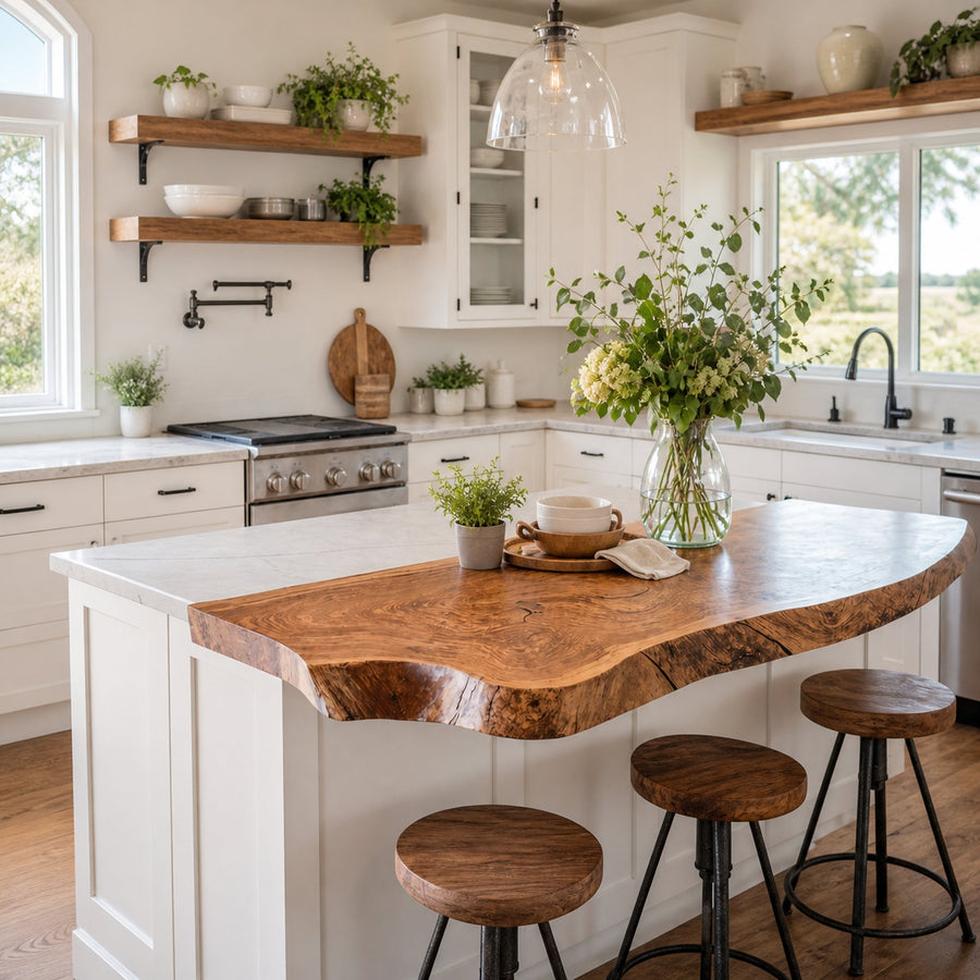 Handcrafted Live Edge Countertop Custom Kitchen Surfaces