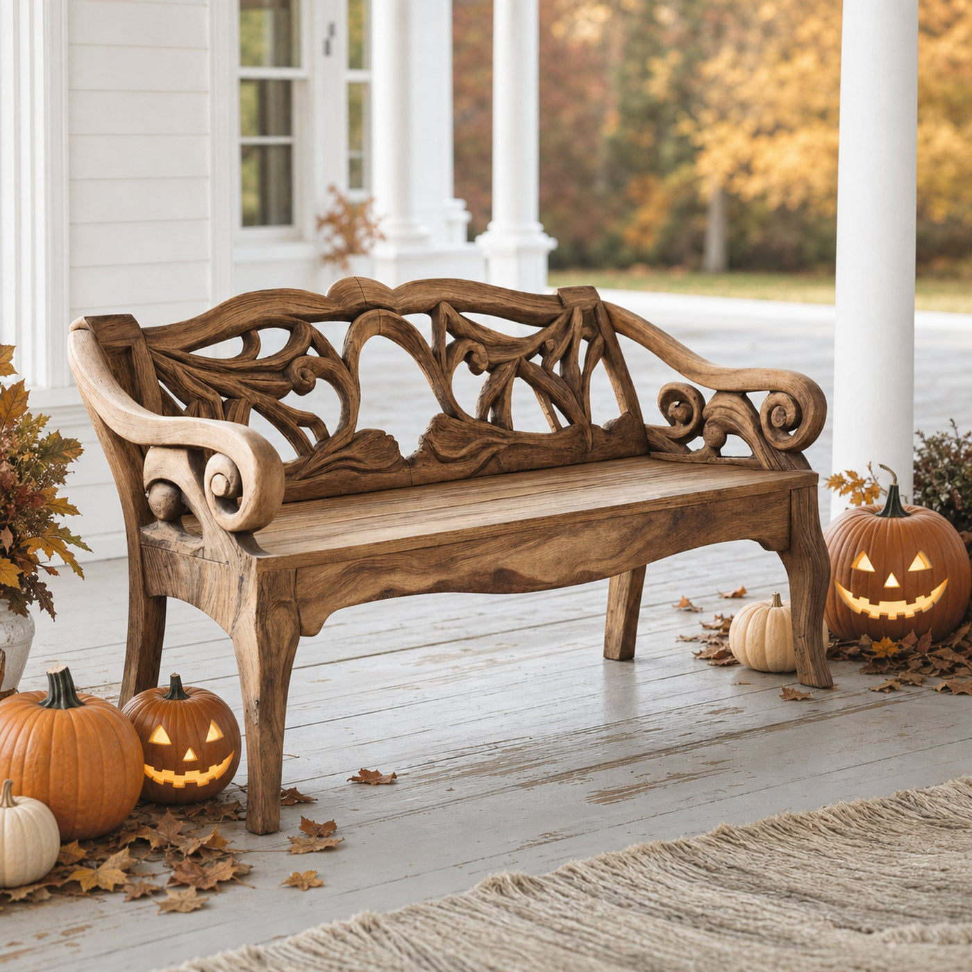 Handcrafted Live Edge Outdoor Bench For Patio And Outdoor Decor
