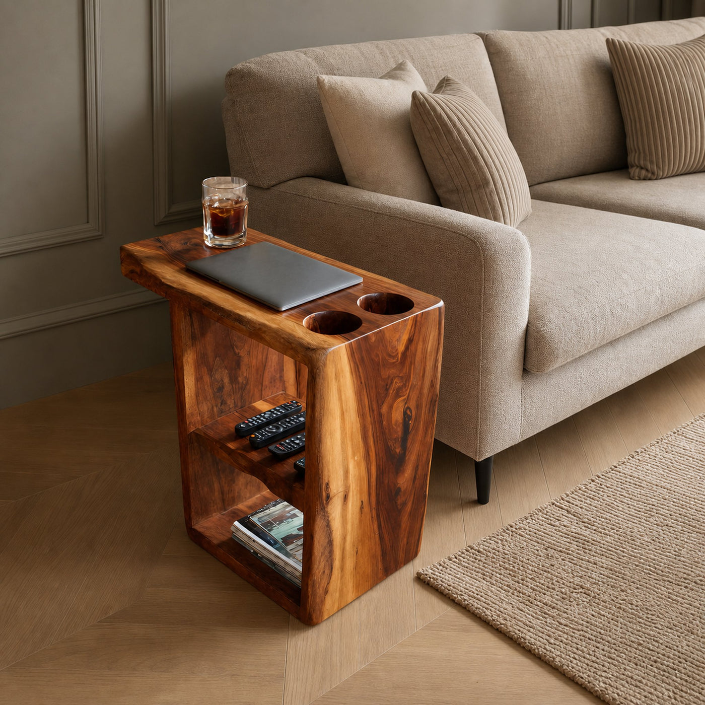 Handcrafted Live Edge Side Table For Furniture Design - product view 6