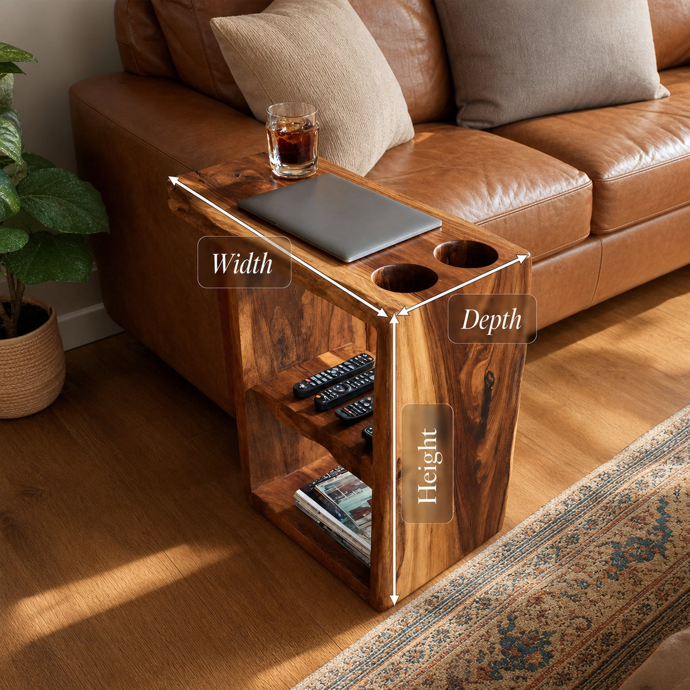 Handcrafted Live Edge Side Table For Furniture Design - product view 8