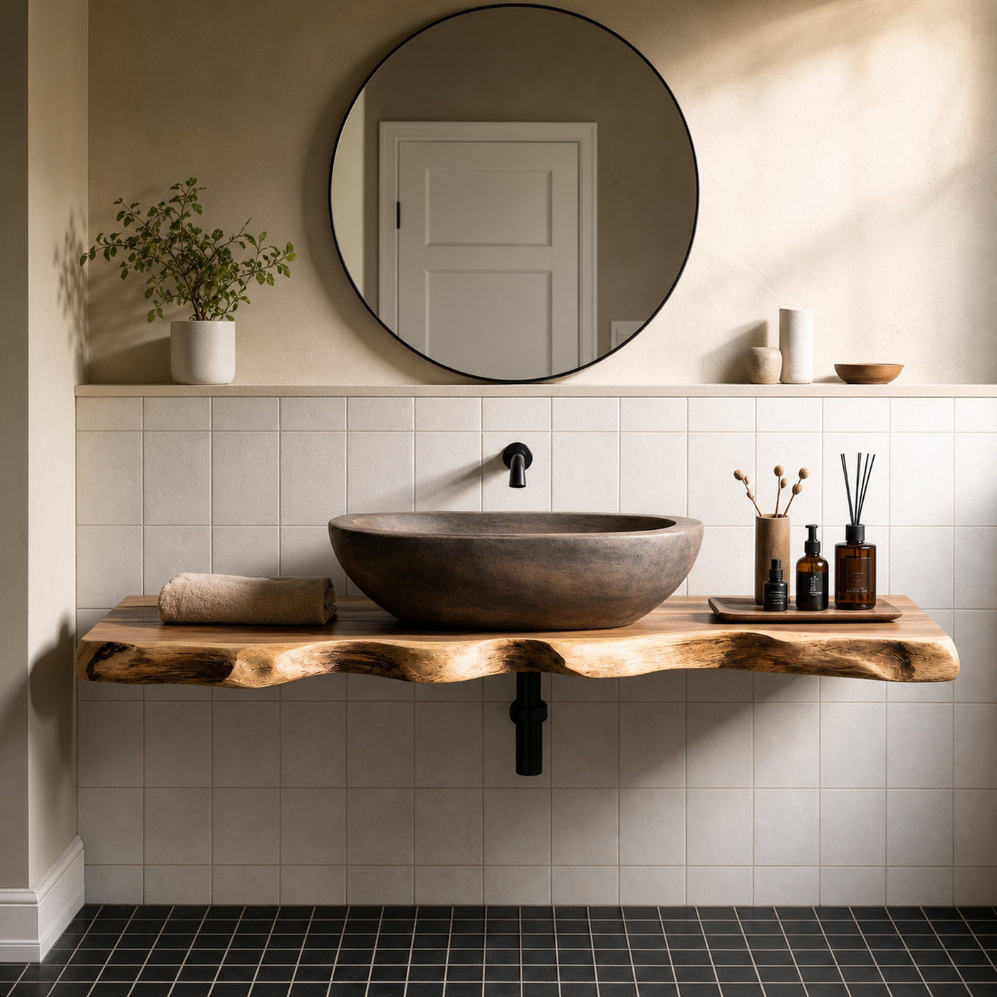 Handcrafted Live Edge Vanity For Compact Bathrooms - product view 6