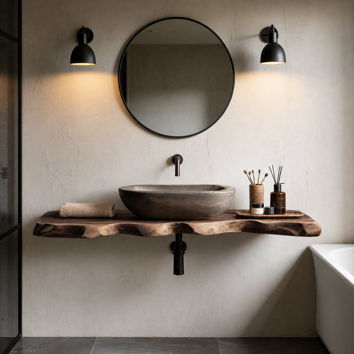Handcrafted Live Edge Vanity For Compact Bathrooms - product view 7