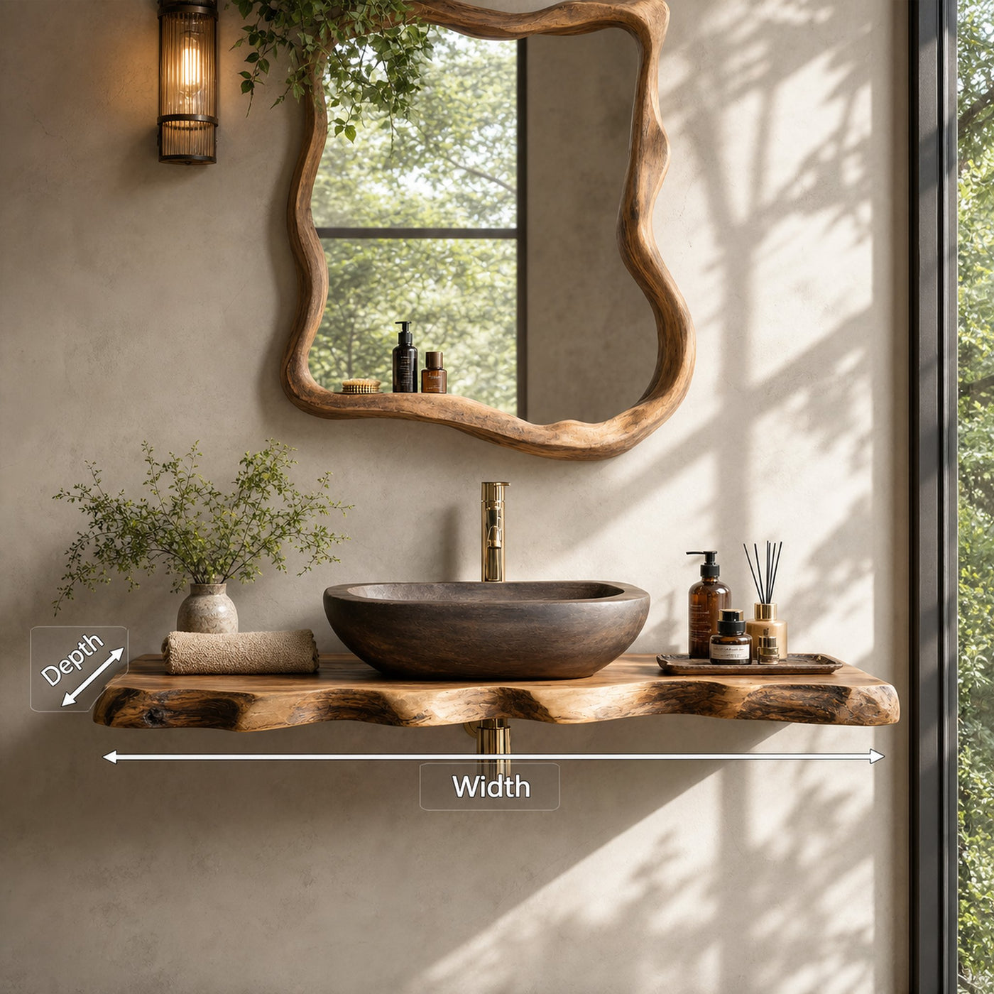 Handcrafted Live Edge Vanity For Compact Bathrooms - product view 8