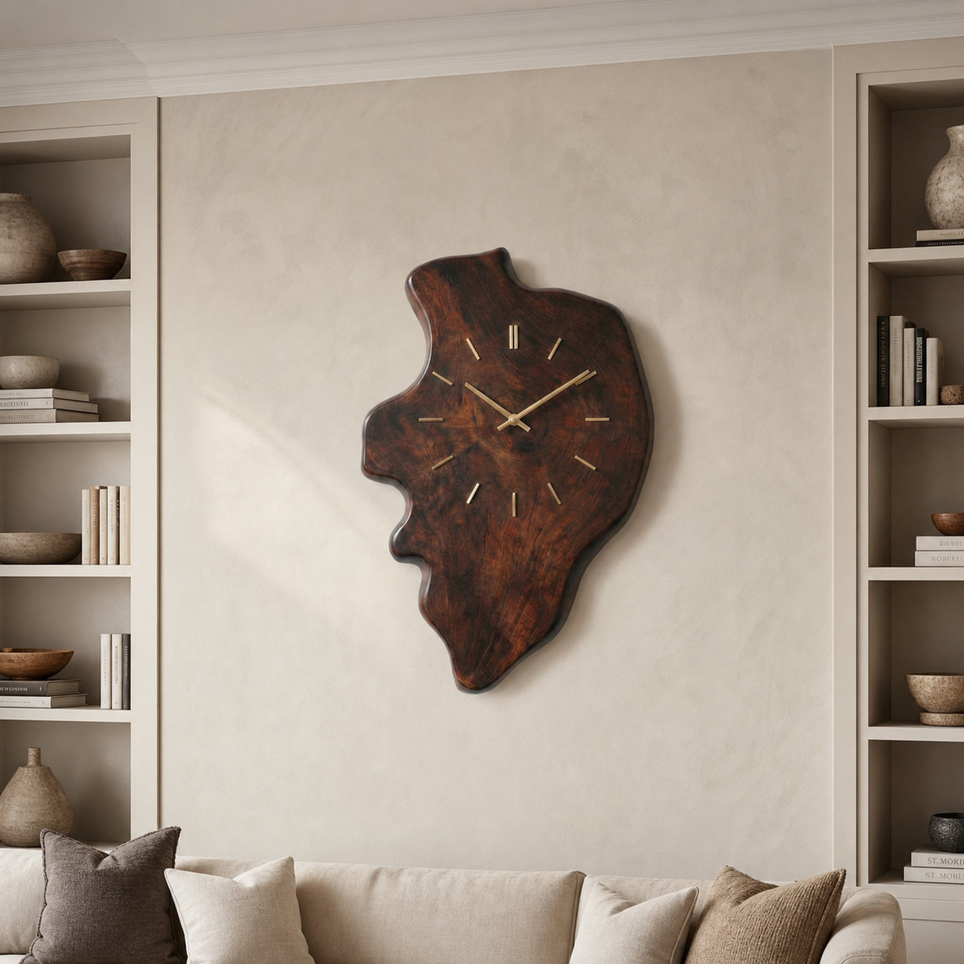 Handcrafted Live Edge Wood Wall Clock Living Room Wall
