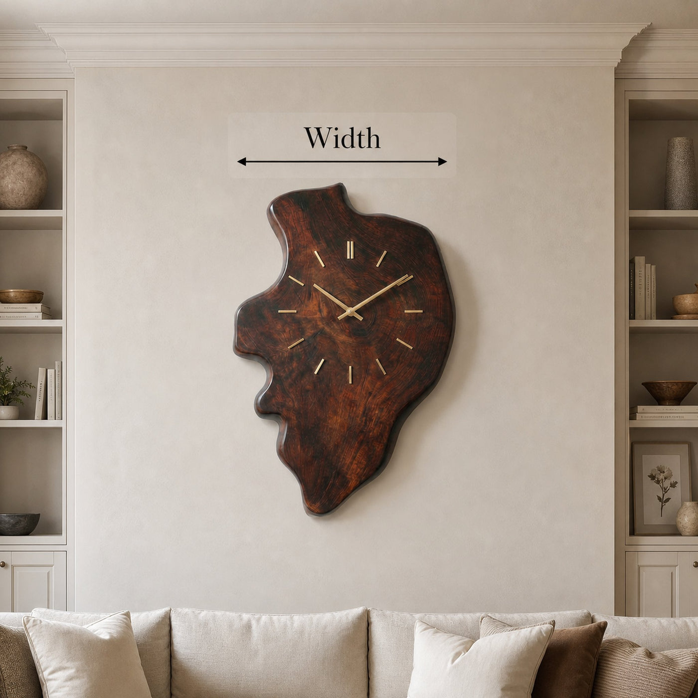 Handcrafted Live Edge Wood Wall Clock Living Room Wall - product view 6