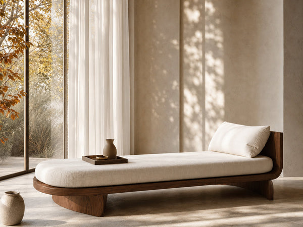 Handcrafted Mid Century Wooden Daybed For Patio Furniture Outdoor