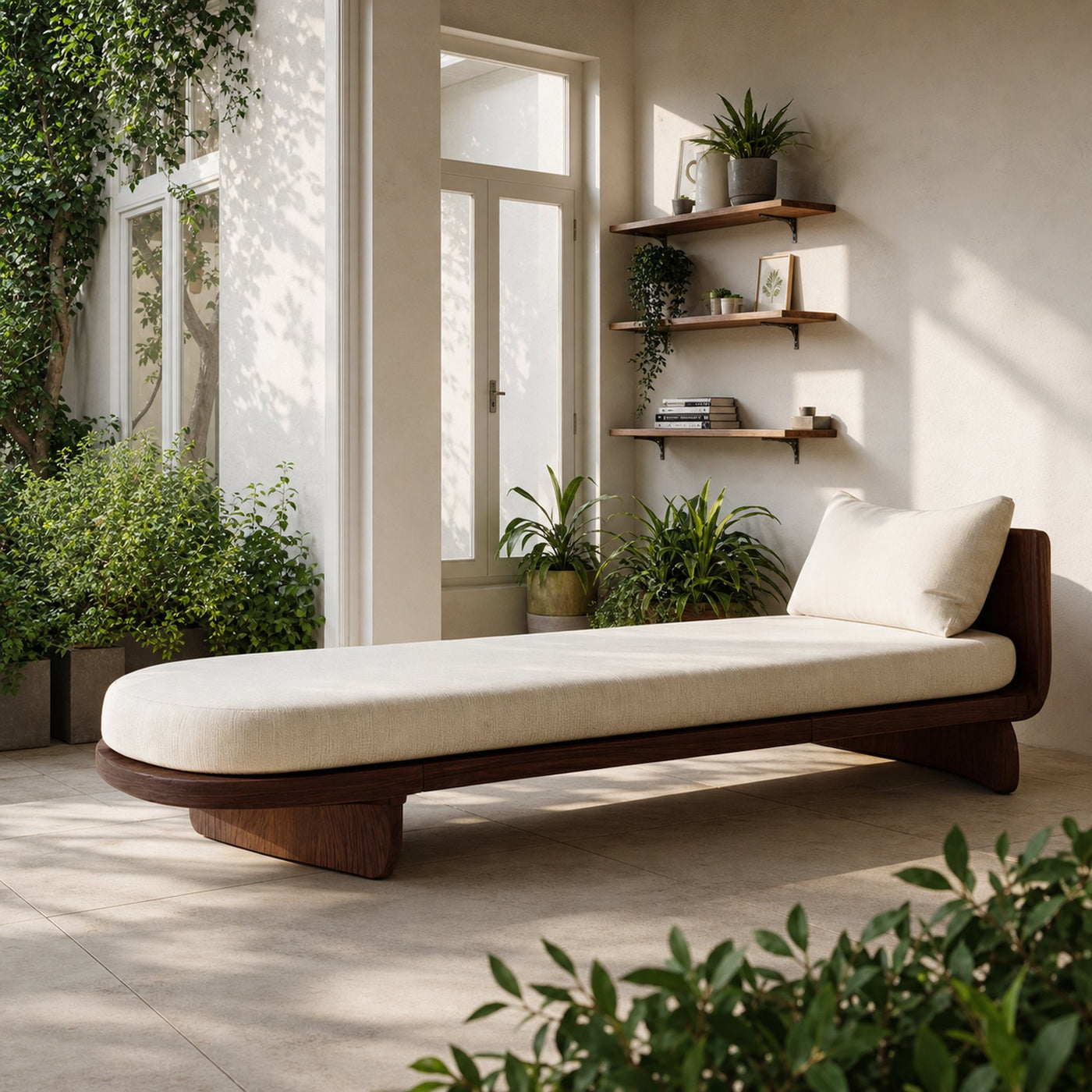 Handcrafted Mid Century Wooden Daybed For Patio Furniture Outdoor - product view 7