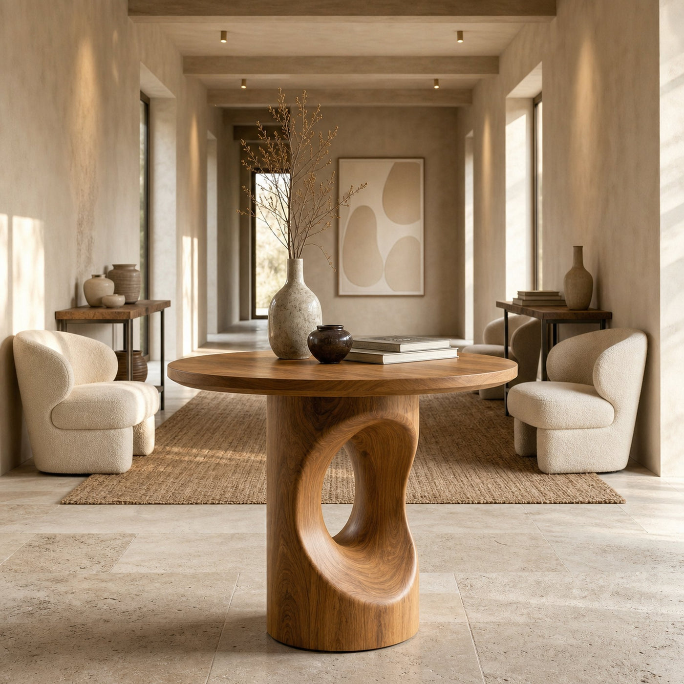 Handcrafted Modern Sculptural Foyer Table For Pedestal Entryway Table - product view 6
