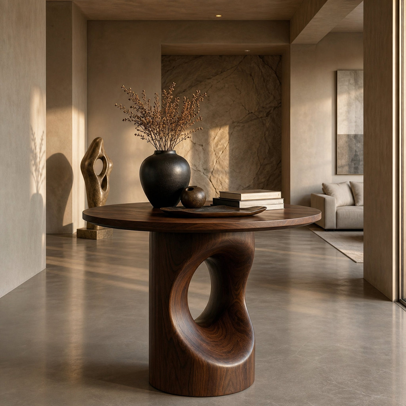 Handcrafted Modern Sculptural Foyer Table For Pedestal Entryway Table - product view 7
