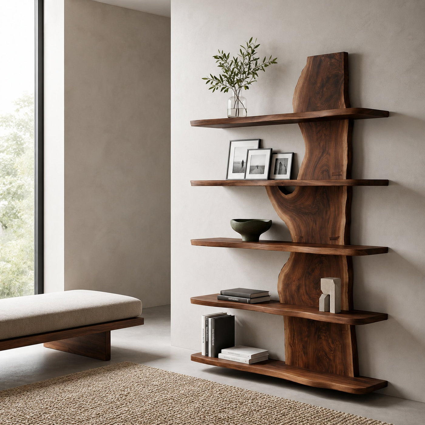 Handcrafted Natural Wood Standing Shelf For Home Storage - product view 7