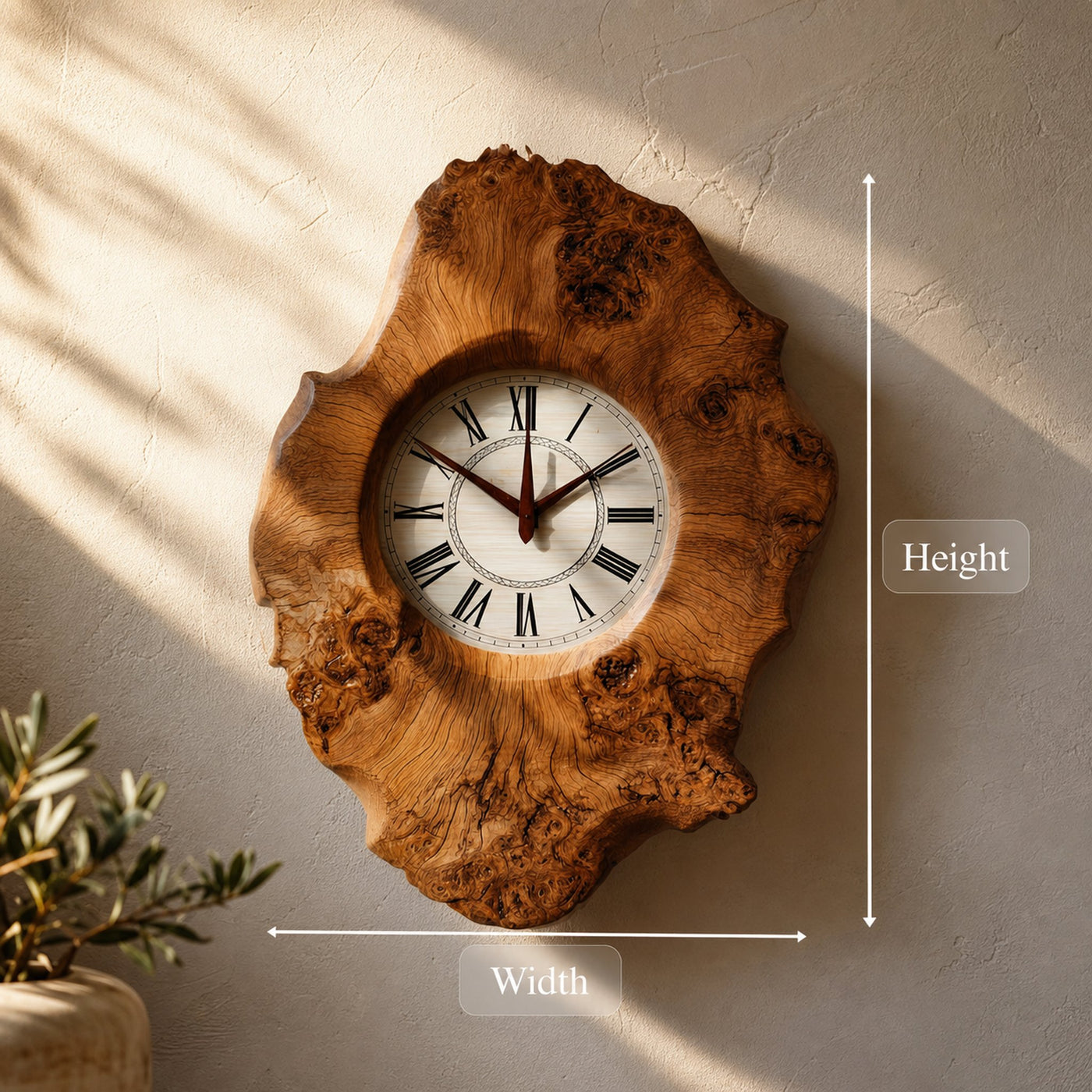 Handcrafted Organic Wood Wall Clock Kitchen Or Dining Room - product view 6