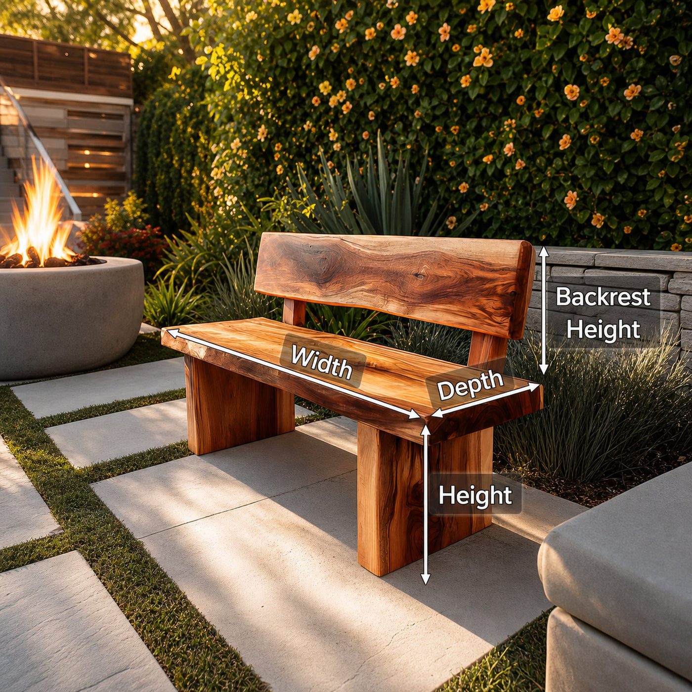Handcrafted Outdoor Wooden Bench For Garden Or Patio - product view 8