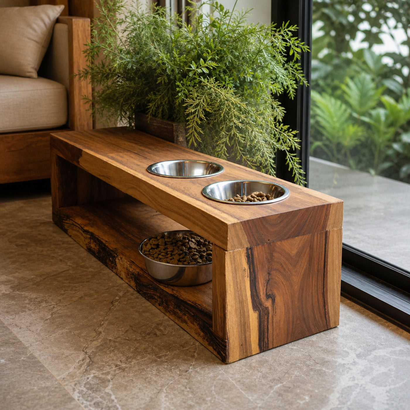 Handcrafted Pet Bowl Holder Elevated Feeding