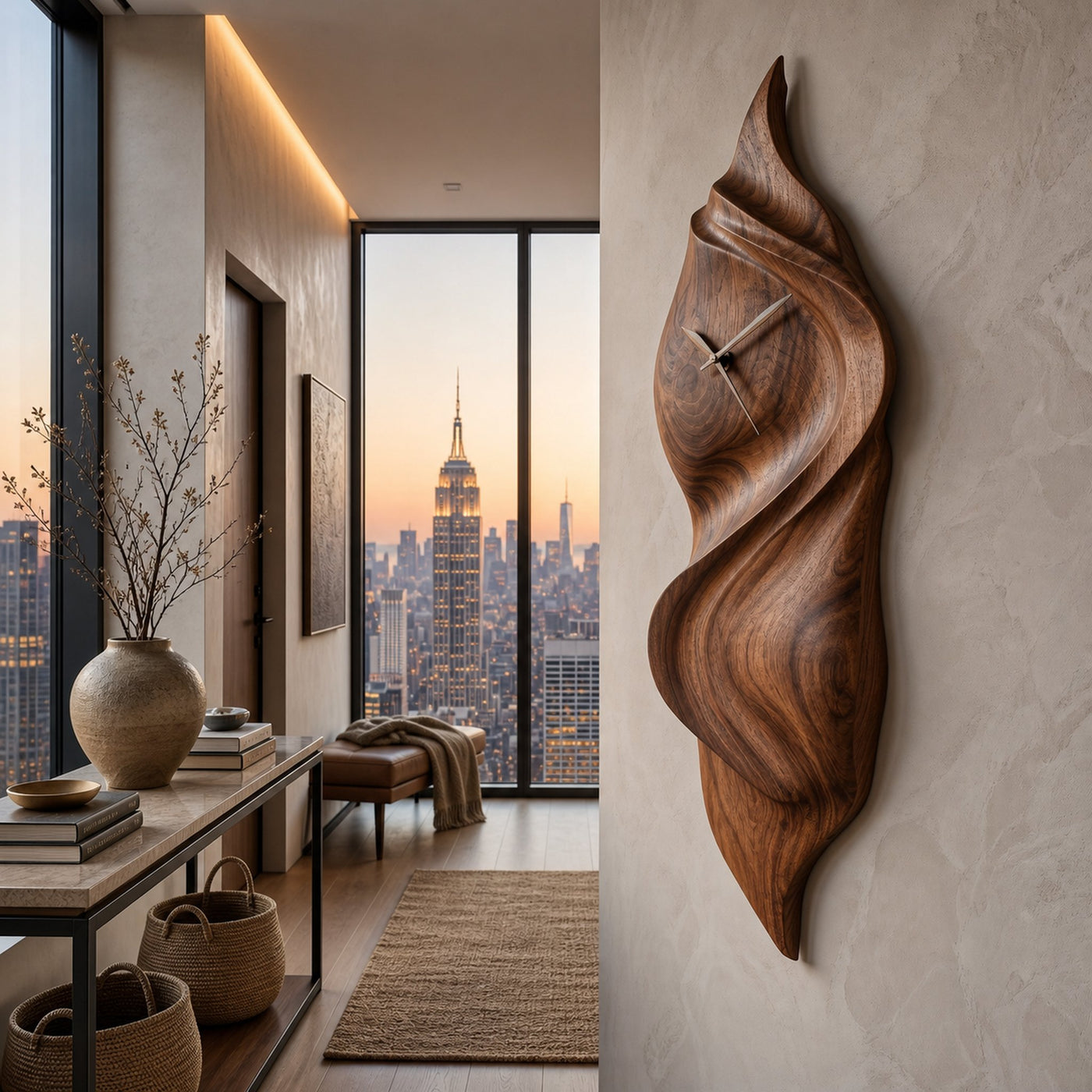 Handcrafted Sculptural Wooden Wall Clock For Cozy Bedroom - product view 6