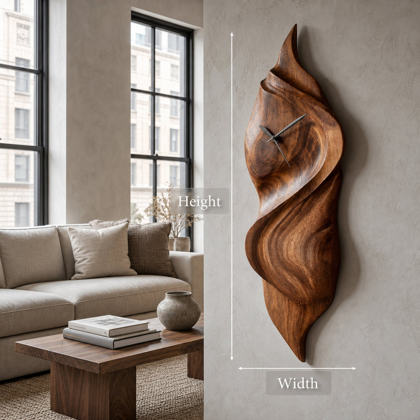 Handcrafted Sculptural Wooden Wall Clock For Cozy Bedroom - product view 8