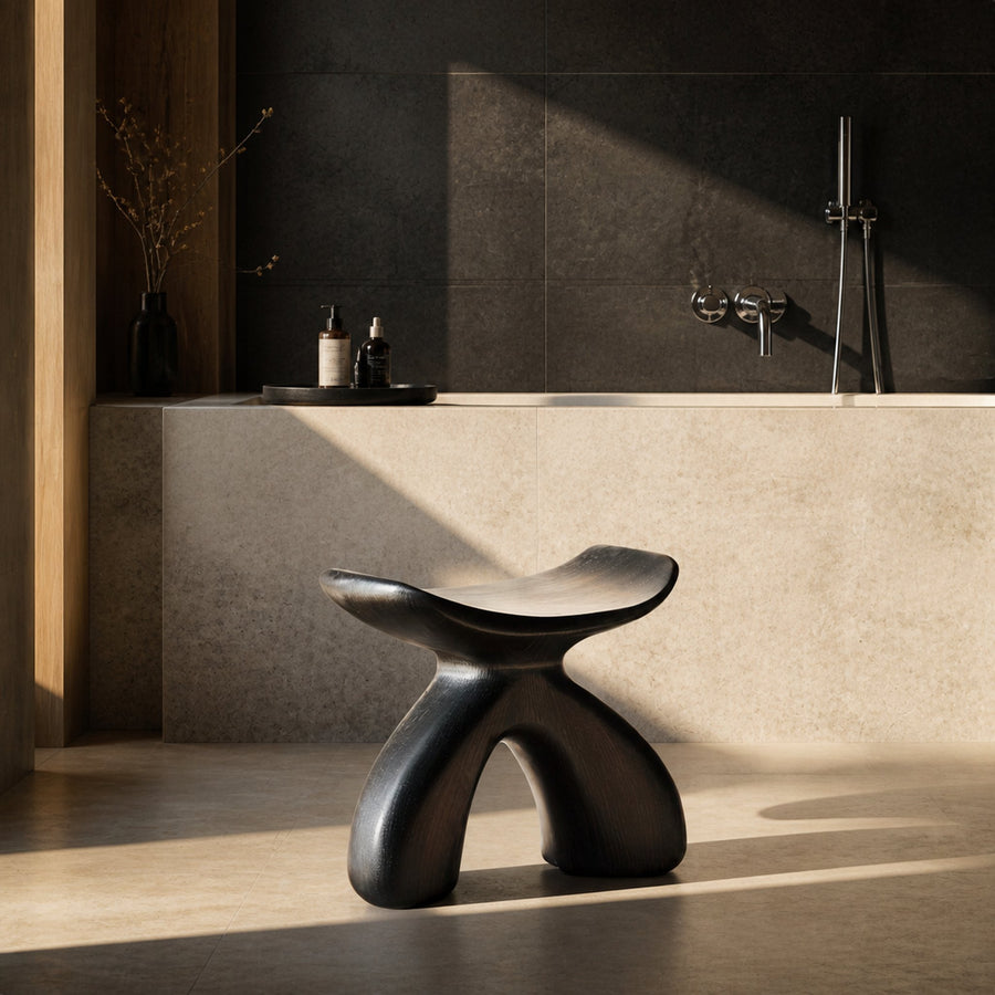 Handcrafted Shower Stool For Wooden Bathroom Style