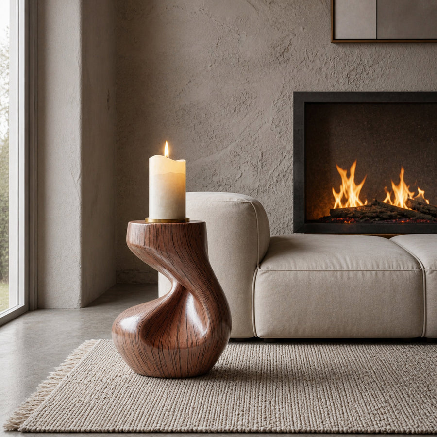 Handcrafted Solid Wood Abstract Sculpture For Entryway