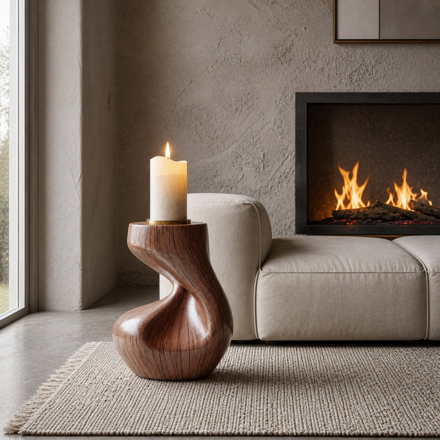 Handcrafted Solid Wood Abstract Sculpture For Entryway