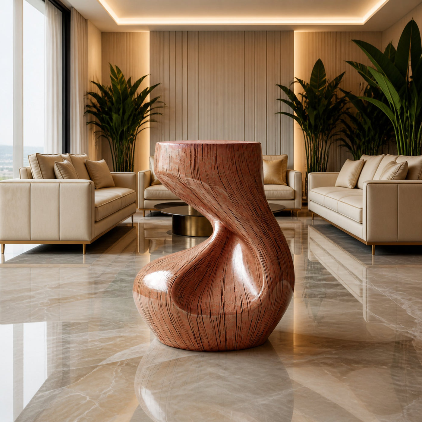 Handcrafted Solid Wood Abstract Sculpture For Entryway - product view 6