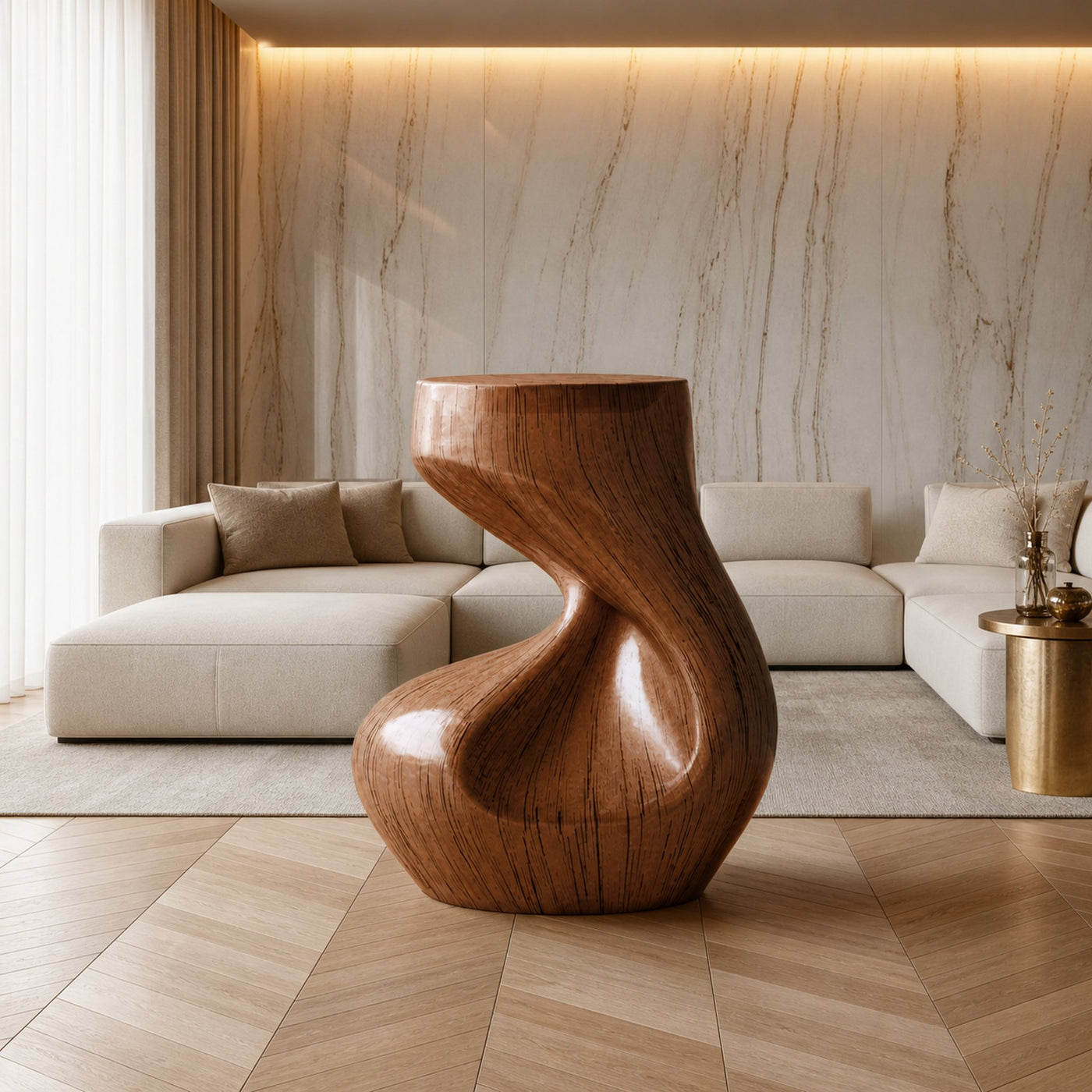 Handcrafted Solid Wood Abstract Sculpture For Entryway - product view 7