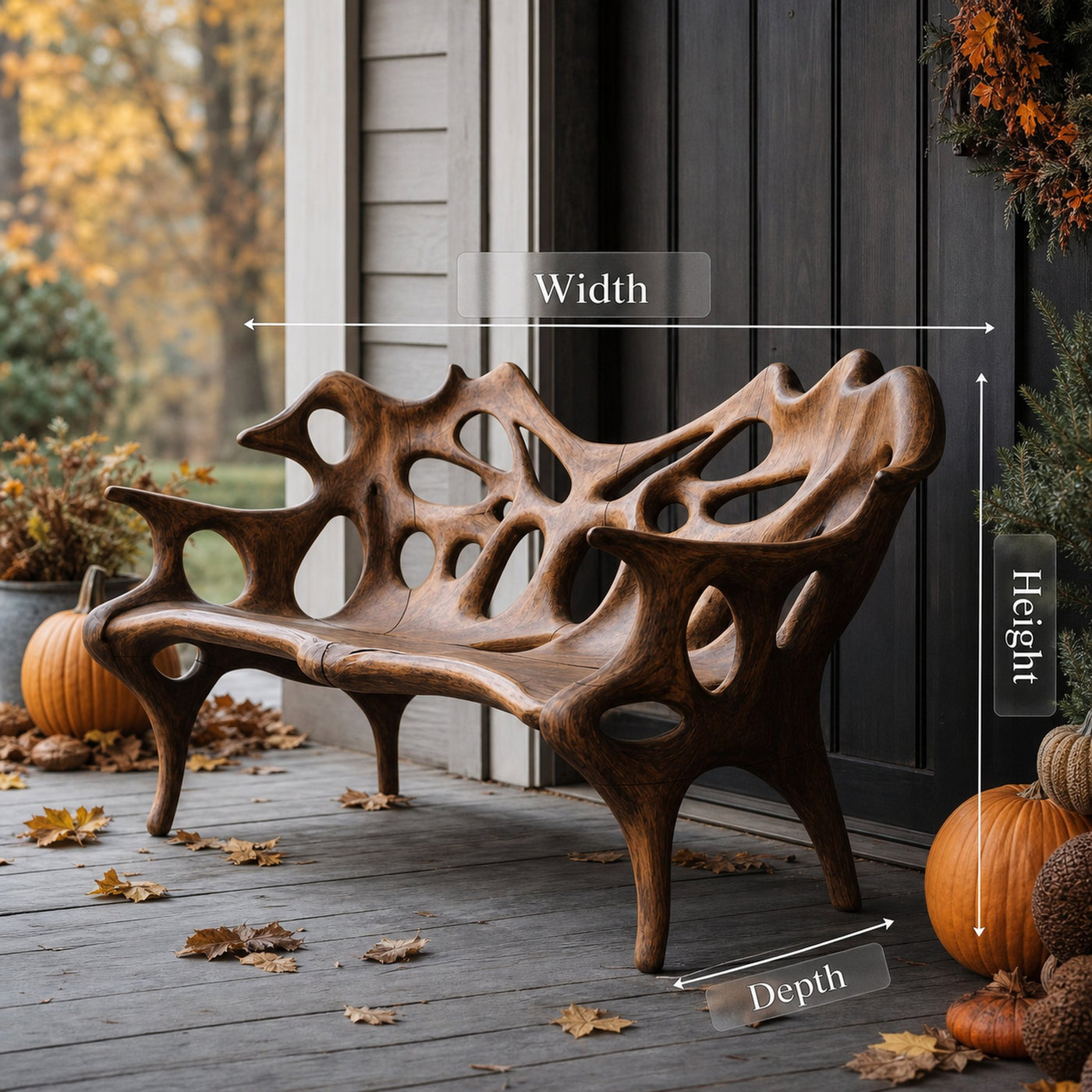 Handcrafted Solid Wood Halloween Bench For Outdoor Party Decor - product view 6