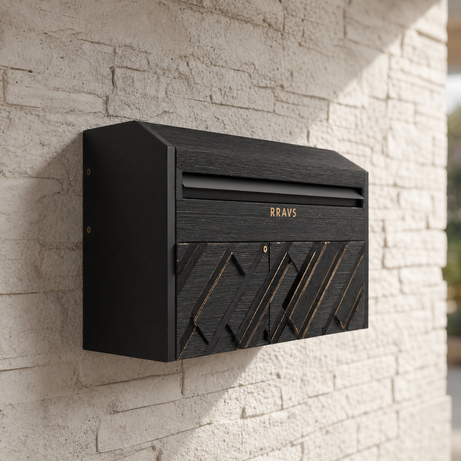 Handcrafted Solid Wood Sculpture Mailbox For Garden Patio Design