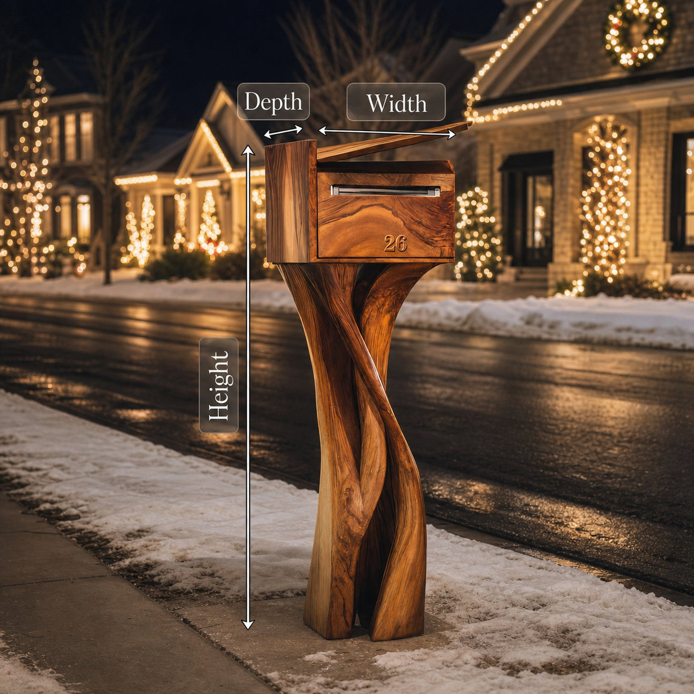 Handcrafted Solid Wood Sculpture Mailbox For Outdoor Furniture Decor - product view 6