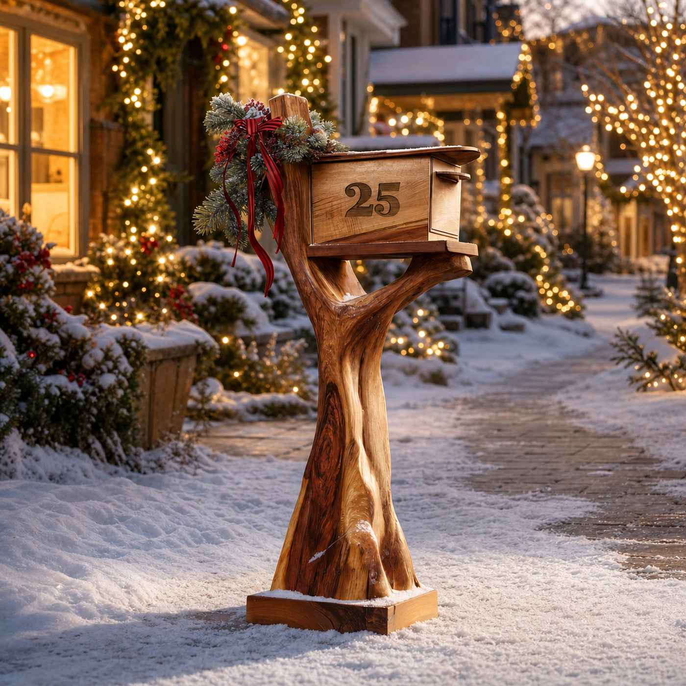 Handcrafted Solid Wood Sculpture Mailbox For Outdoor Furniture Style
