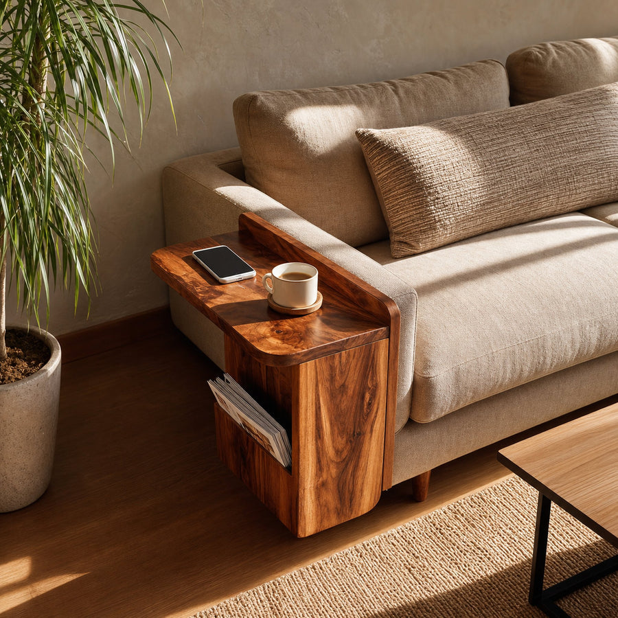 Handcrafted Solid Wood Side Table For Furniture Decor