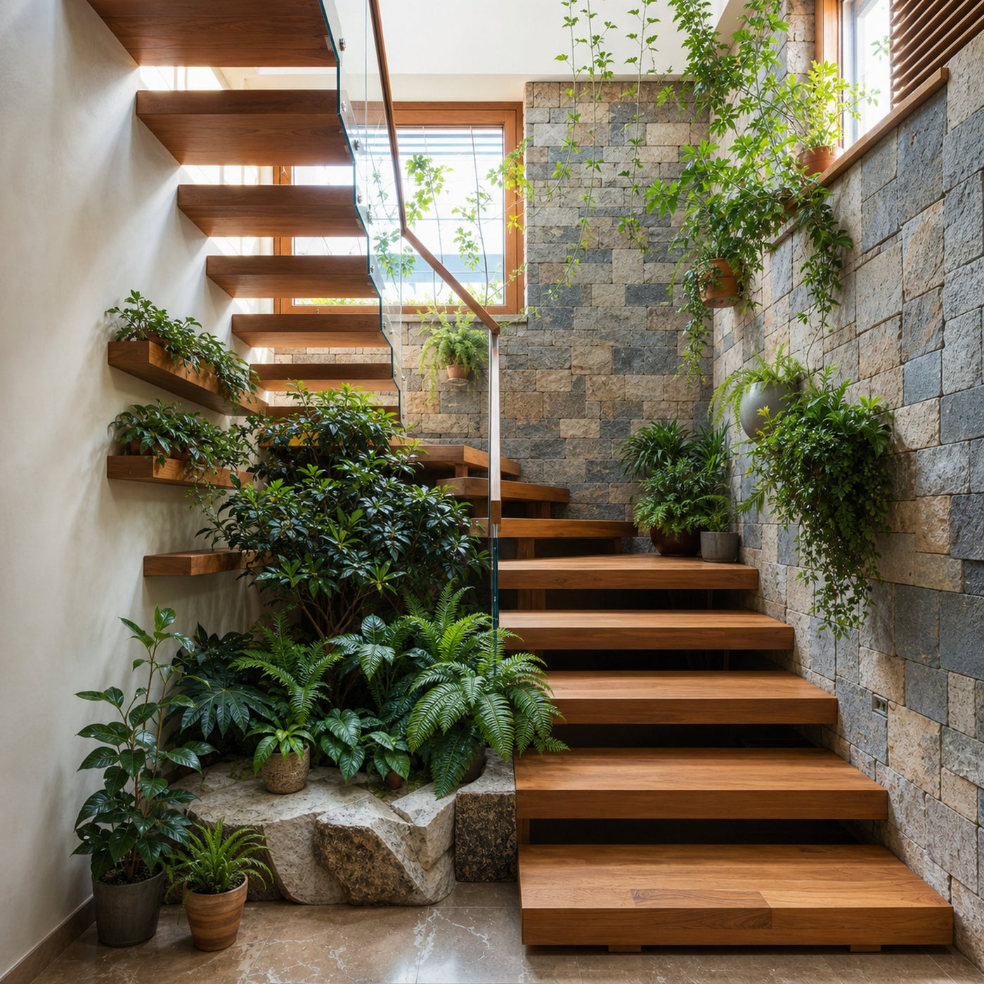 Handcrafted Solid Wood Stair Custom Living Space