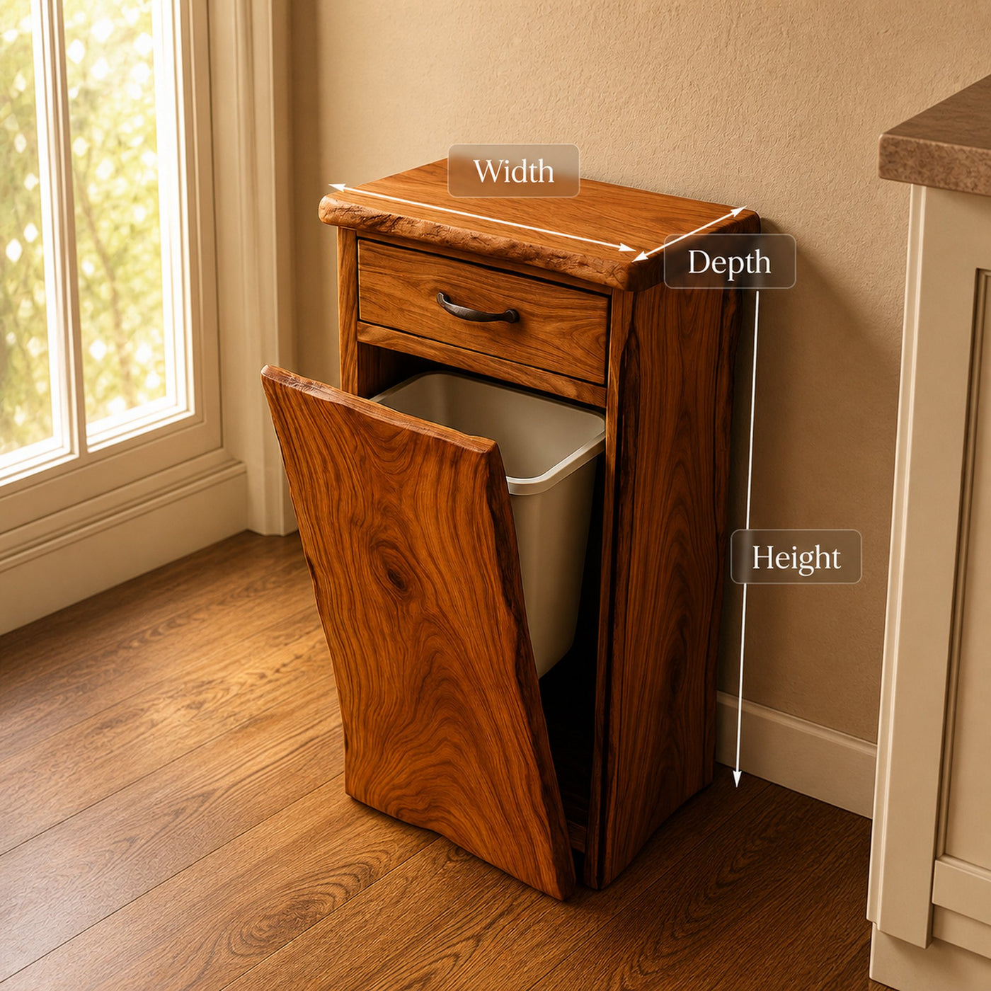 Handcrafted Tilt Out Trash Can Furniture For Kitchen Storage - product view 6