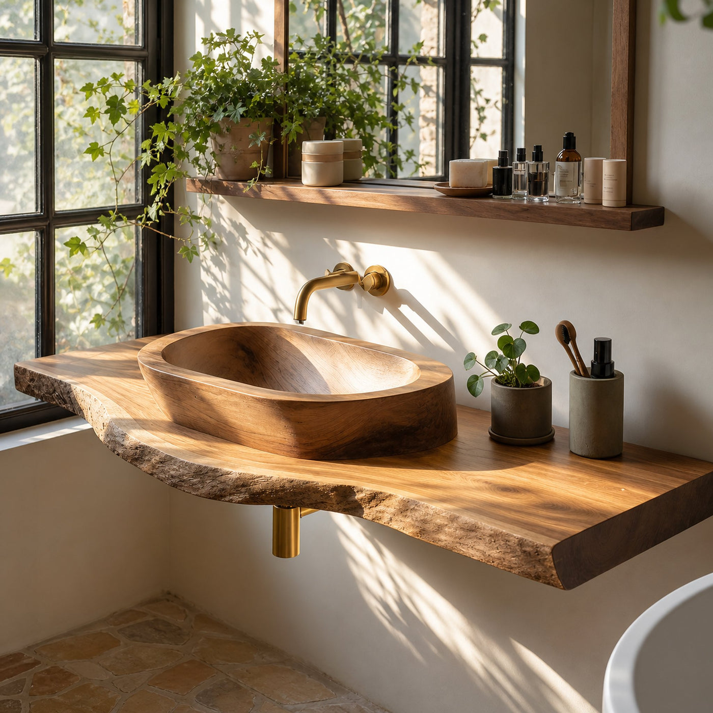 Handcrafted Vanity With Storage For Bathroom Design