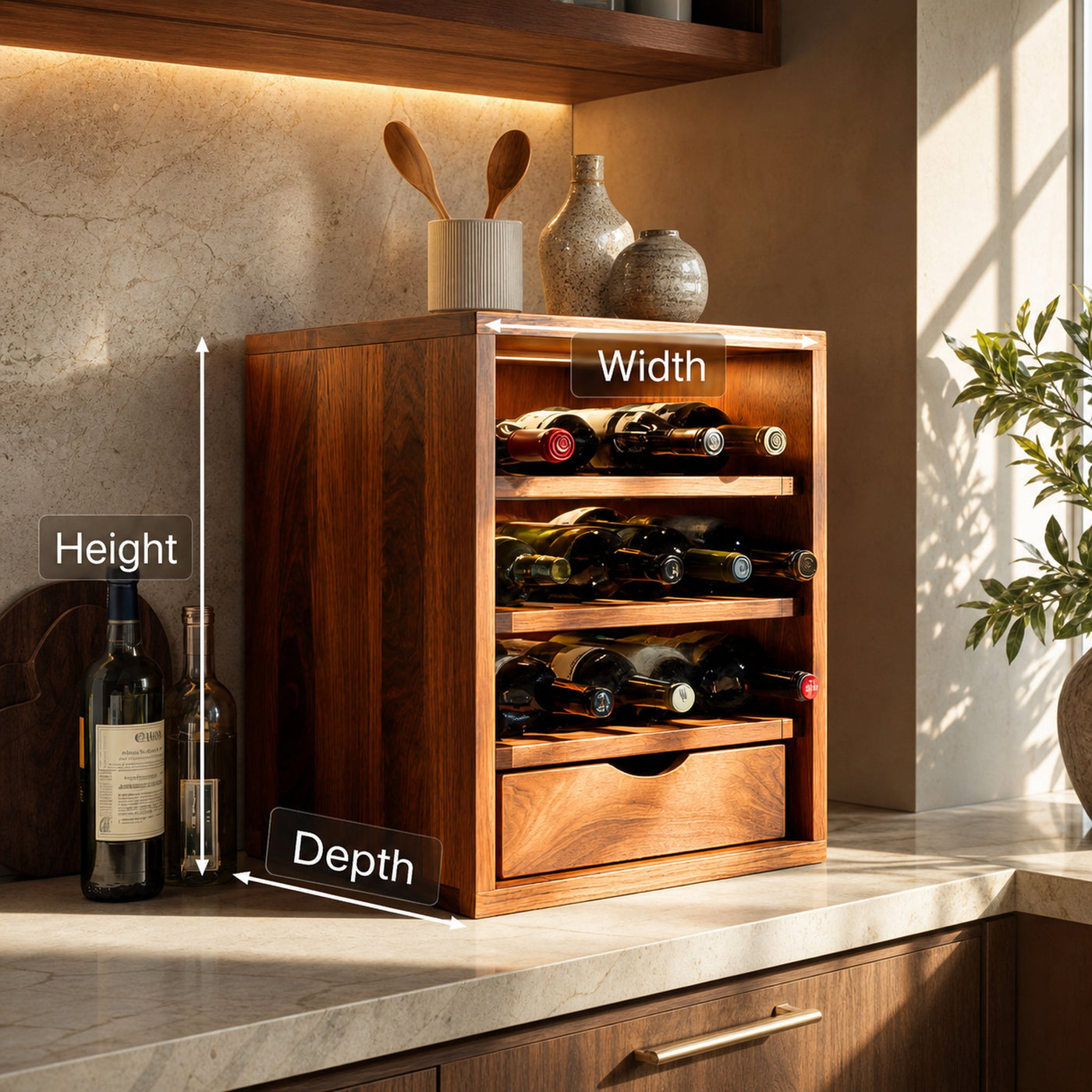 Handcrafted Wine Cabinet With Drawer For Kitchen Or Bar - product view 7