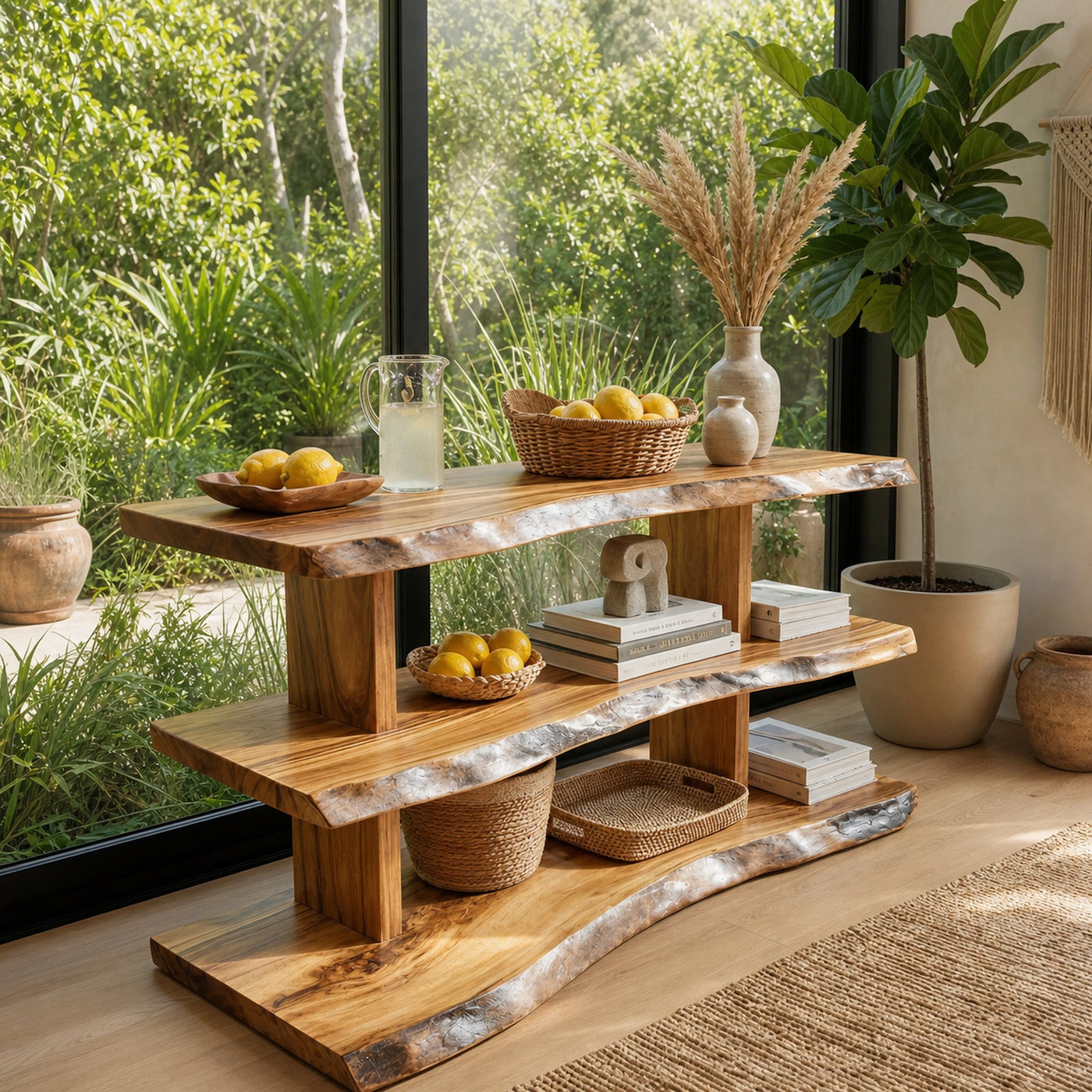 Handcrafted Wood Bookshelf For Bedroom Storage And Furniture Decor