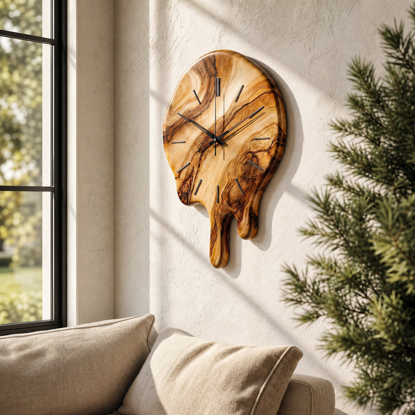 Handcrafted Wood Wall Clock With Live Edge Tree Slice Design For Living Room