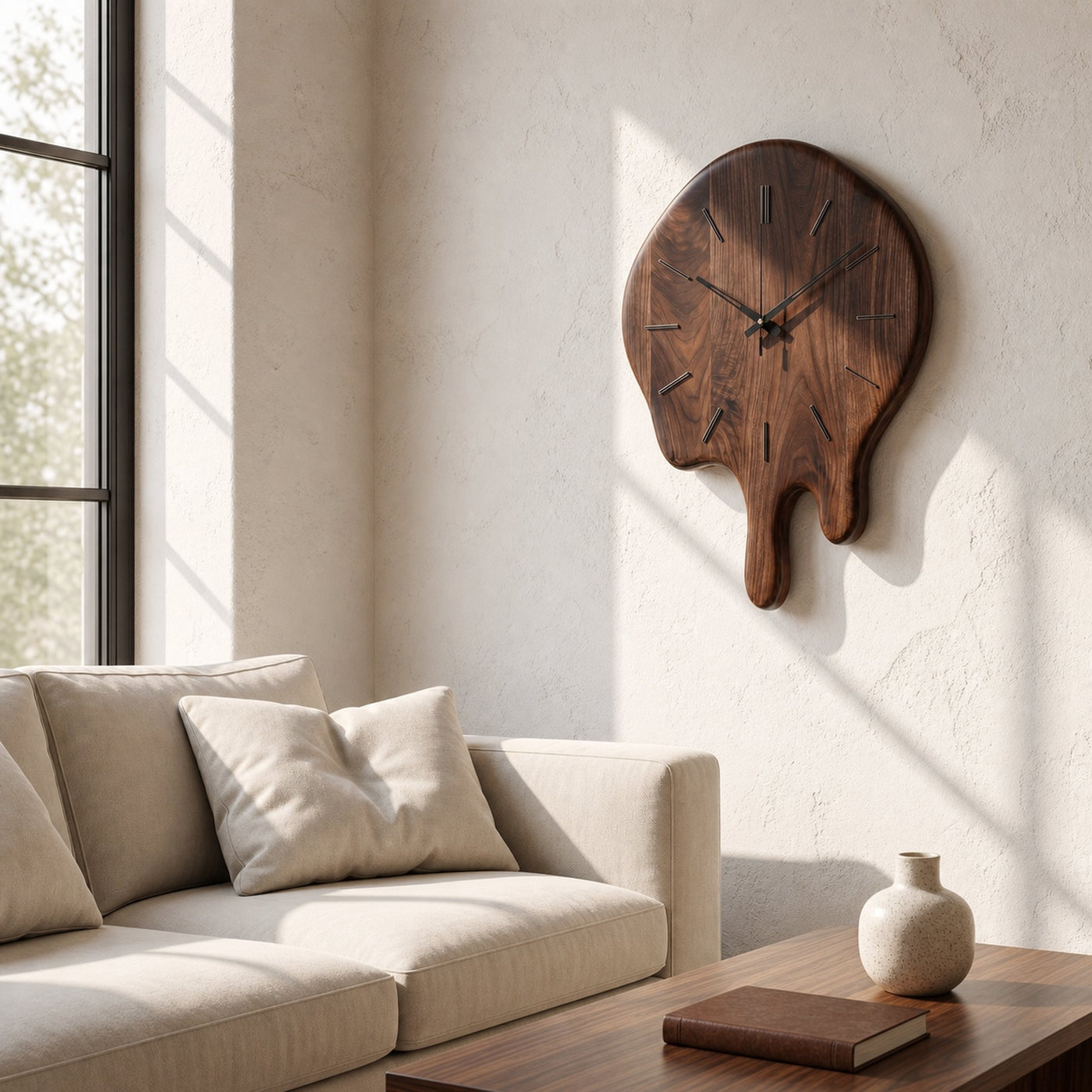 Handcrafted Wood Wall Clock With Live Edge Tree Slice Design For Living Room - product view 7