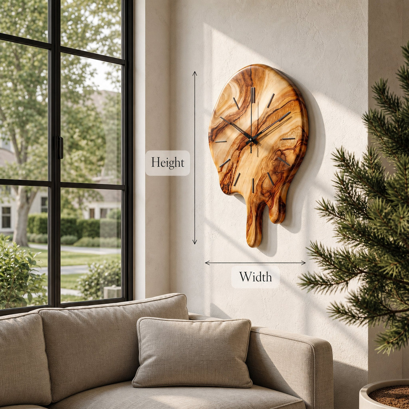 Handcrafted Wood Wall Clock With Live Edge Tree Slice Design For Living Room - product view 8