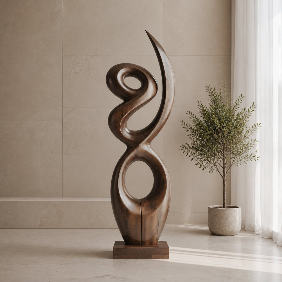 Handcrafted Wooden Abstract Sculpture For Living Room