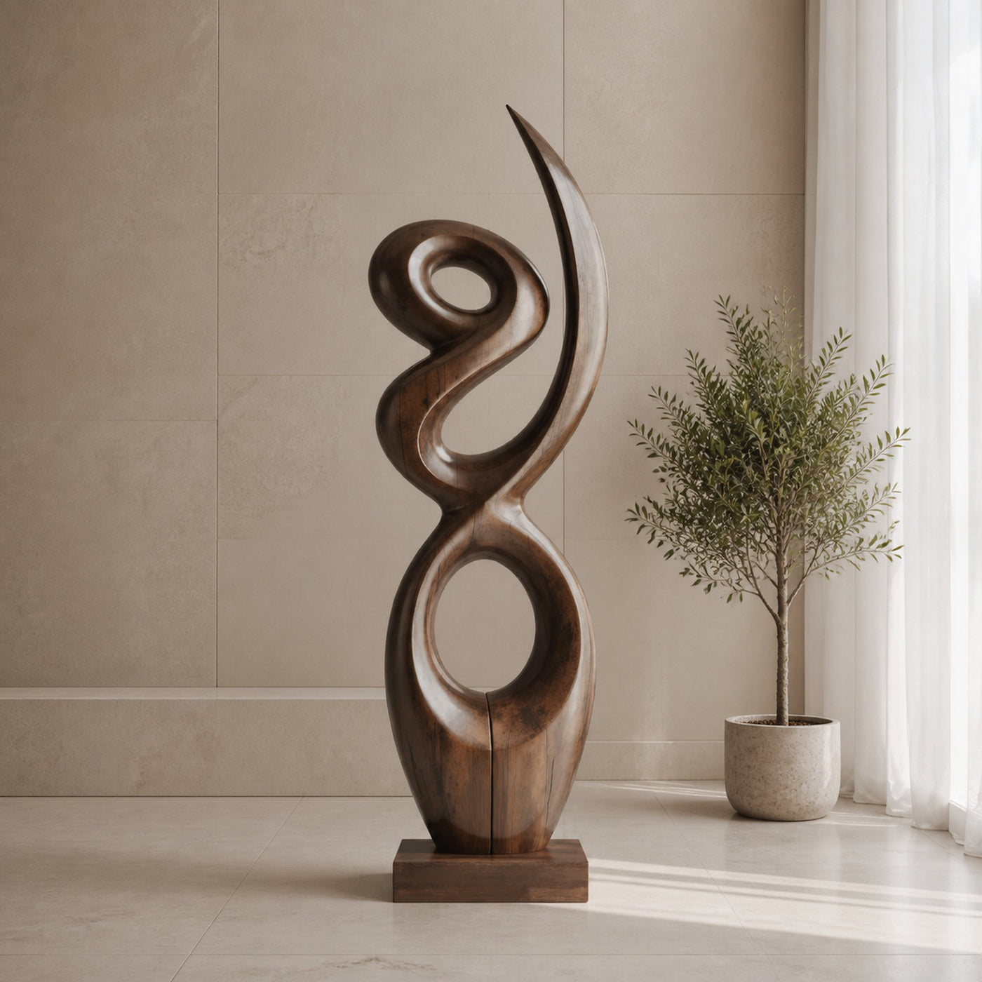 Handcrafted Wooden Abstract Sculpture For Living Room