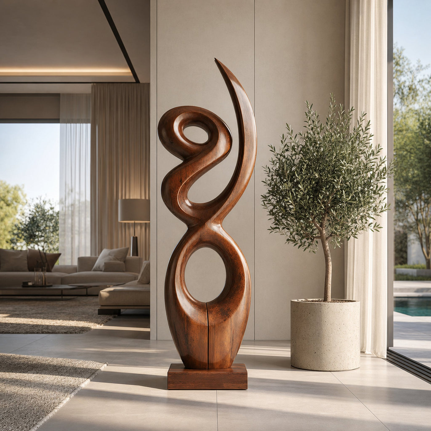 Handcrafted Wooden Abstract Sculpture For Living Room - product view 6